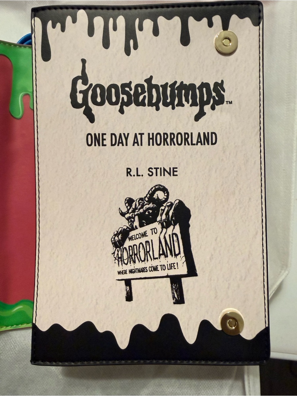 Loungefly Pink Goosebumps Novel-Style Crossbody with Blue Strap - Picture 2 of 7